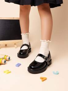 Girls Mary Jane Chunky Platform School Shoes – Toddler & Little Kid Dress Uniform Party Shoes For Girls Back To School Shoes - màu đen - Xem 2