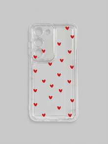 1pc Red Heart Pattern Transparent Shockproof Phone Case, Compatible With IPhone & Galaxy Cases, Phone Cases, Galaxy Protective Cover Compatible With IPhone 17/17 Pro/17 Pro Max/16/16 Pro Max, Suitable For Personal Use Or As A Gift - Multicolor - View 42