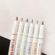6pcs/Set Dual-Line 3D Effect Colored Gel Pens, Suitable For Back To School Season