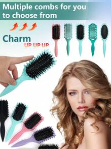 Cepillo para ondular el cabello, cepillo definidor de rizos para cabello rizado - Peine ventilado desenredante y de peinado | Reduce el tirón, realza los rizos, perfecto para el secado con secador de pelo