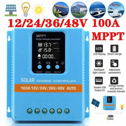 100A 12V/24V/36V/48V MPPT Solar Charge Controller PV Charger Controller Upgrade