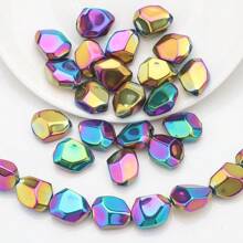 20 piezas de cuentas de vidrio facetadas irregulares de 12*16mm con agujero central, en colores chapados, accesorios de joyería artesanal DIY, adornos para teléfonos, llaveros, decoración de autos