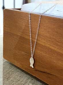 925 Sterling Silver Korean Style Small Fish Pendant Necklace, Fresh Sweet Cute Versatile Minimalist Elegant Clavicle Chain For Women