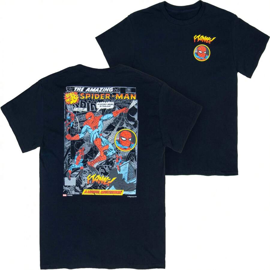 SPIDERMAN Webslinger Front And Back Print T-Shirt - 黑色 - 查看 1
