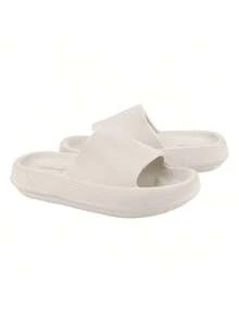 NEW!![BEST-1]Pillow Slippers Non Slip Quick Drying Shower Slides Bathroom Sandals Ultra Cushion Women Flipflop Footwear Walking Shoes Comfort - 米色 - 查看 2