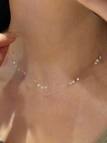 GAGAFEEL 1 pieza Elegante y de moda Colgante de Collar de Plata de Ley S925 con Zirconia en Forma de Lágrima, Cadena de Clavícula, Versátil para el Uso Diario, Gran Regalo