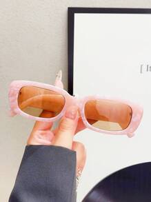 1 pieza Gafas cuadradas pequeñas de acetato con marco blanco, bloque de color y personalidad para mujer, ideales para bodas, fiestas y vacaciones