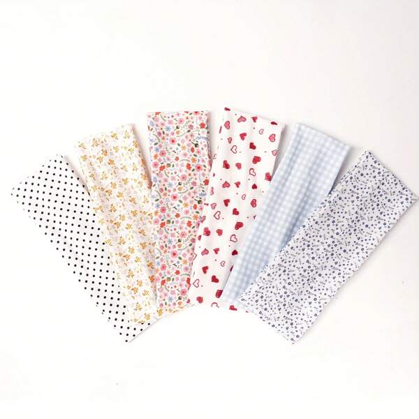 3pcs/6pcs Floral Elastic Headbands, Soft Heart Shaped Hair Hoops For Women, Non-Slip