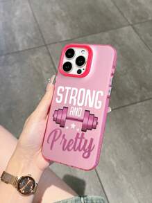 HANCAI Capa de celular à prova de choque com estampa gráfica de halteres/barra fitness rosa saudável, compatível com Apple 11/12/13/14/15/16/16 Pro/16 Pro Max
