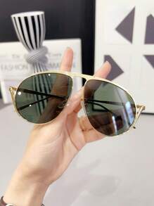 1 件女士复古眼镜，适合户外活动、驾驶、防晒、时尚日常搭配、海滩度假飞行员形状太阳镜 - 彩色 - 查看 7