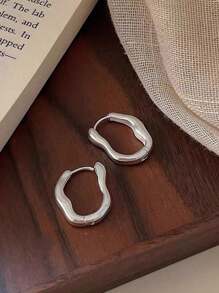 1 par de pendientes geométricos asimétricos minimalistas y de moda - Estilo lujoso francés para uso diario, versátil y sin esfuerzo
