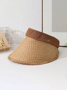 1 pezzo Cappello di paglia estivo leggero da donna, traspirante e confortevole, ampia tesa per la coda di cavallo, stile casual ed elegante, cappello da sole adatto per attività all'aperto, passeggiate, shopping, vacanze e uso quotidiano