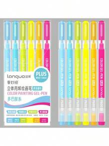 Set da 6 penne gel per calligrafia Languo da 1,0 mm con effetto 3D, punta grossa, per scrivere, disegnare, dipingere e utilizzare come evidenziatori, 42 o 54 colori, forniture scolastiche, per il ritorno a scuola