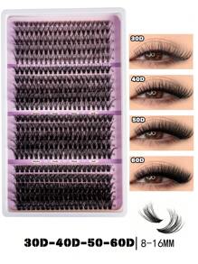 20 Rows And 400 Clusters Of D-Shaped Curly Eyelash Clusters DIY Eyelash Clusters Natural Appearance, Intelligent, Super Soft, Reusable Segmented False Eyelashes 30D+40D+50D+60D+80D+100D, Suitable For Beginners To Use At Home Or On The Go 8-16mm