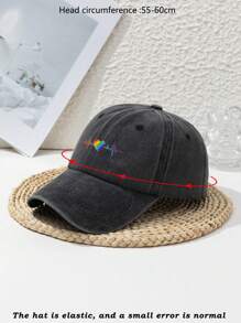 1 pièce Casquette de baseball en polyester décontractée, réglable, avec décorations multicolores de motifs cœur et battement de cœur à la mode, pour femmes. Convient pour le printemps, l'été, l'automne et l'hiver. Idéale pour les sports de plein air, le camping, la pêche.