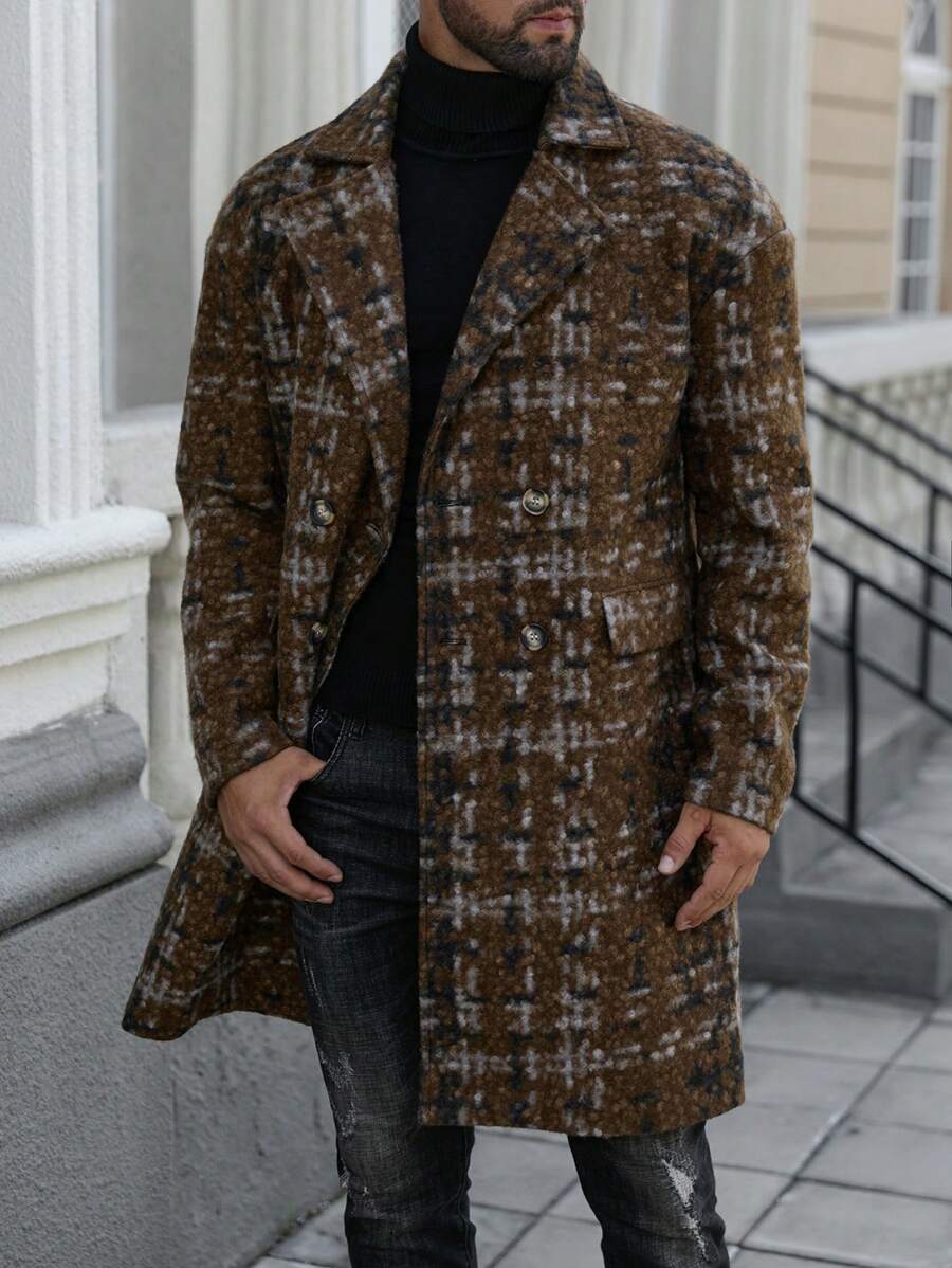 Herren lässige, weite karierte Jacke mit Langarm, Herbst/Winter