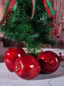 6PCS Artificial Simulation Of Red Apples And Placement Of Plastic Fruit Table Garlands, Suitable For Decorating The Atmosphere Of Christmas Family Kitchens,Fake Plants Home Decor Christmas Decorations Room Decor