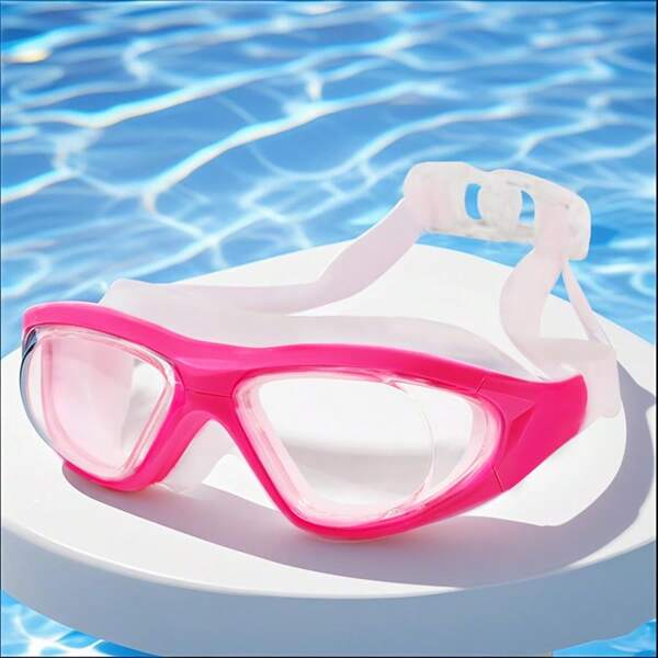 1pc Large Frame High Clarity Transparent Fashion Waterproof Anti-Fog Swimming Goggles With Adjustable Strap For Men & Women