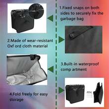 1PC Foldable Hanging Car Trash Can - Spacious Waterproof Garbage Bag For Efficient Waste Management, Leakproof Storage Organizer Perfect For Road Trips, Camping Adventures, And Everyday Interior Accessories, Ideal For Keeping Your Vehicle Clean And Tidy, Essential For Family Outings And Outdoor Activities, Design For Long-Lasting Use, Convenient And Practical Solution For All Your Trash Needs