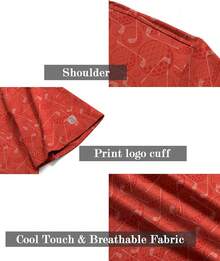 Men's Golf Shirts Short Sleeve Moisture Wicking Performance Print Patterns Casual Collared Golf Polo Shirt For Men-2025 - Orange Red Golf Ball - View 2