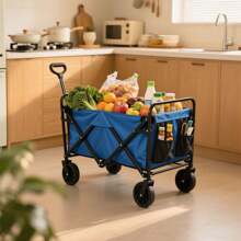 Heavy Duty Collapsible Wagon Cart - Large Capacity Foldable Beach Cart For Camping,Sports,Shopping & More , Portable & Easy To Store