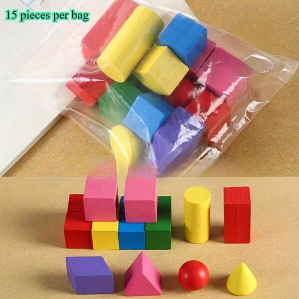15pcs/14pcs/28pcs Wooden Geometric Teaching Molds, Math Education Tools, Geometric Recognition Learning Kit,School Supplies,Back To School