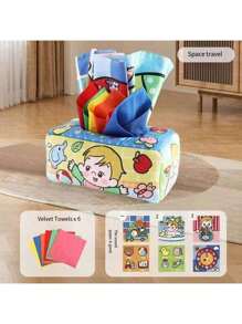 10 قطعة/مجموعة لعبة صندوق مناديل - تصميم مونتيسوري لعبة حسية مع حشوة ناعمة، أوشحة حريرية قابلة لإعادة الاستخدام ، أصوات تقشعر لها الأبدان ، تشجع المهارات الحركية الدقيقة ، لعبة تعليمية مبكرة هدية للأطفال من 6 إلى 12 شهرًا ، الأولاد والبنات (ألوان ملحقات عشوائية)