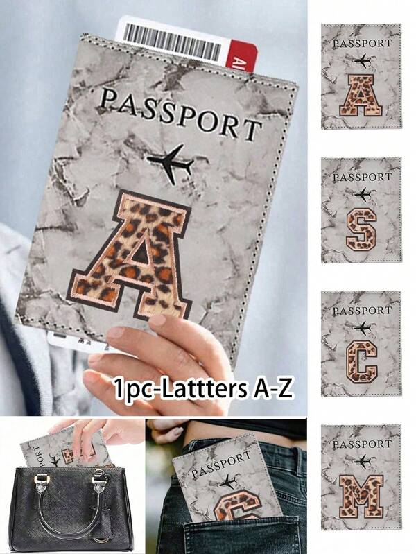 1st Paspoorthoes met luipaard handdoek borduurwerk met initialen A-Z, Paspoort portemonnee Dames Heren RFID Vintage Zakelijke Paspoorthoes Houder Draagbare Multifunctionele Identiteitskaart Bankpas PU Leren Portemonnee Hoesje Vliegtuigmaatschappij Plan Reisaccessoires PU Leren Paspoorthoes Voor Tieners Reizen Terug naar School, Premium Minimalistische Initialen Paspoorthoes Voor Meisjes Geschikt Voor Studenten Unisex Terug naar School benodigdheden Reisaccessoires Paspoorttas