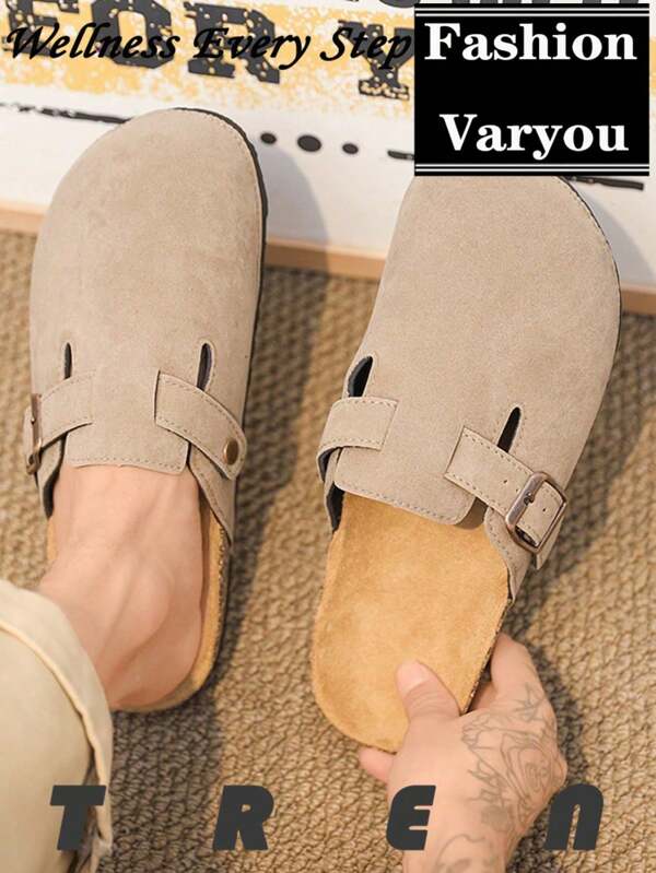 Men's Casual Outdoor Birkenstocks Slippers, Fashionable Unisex Slip-On Sandals, Non-Slip Wear-Resistant Solid Color Men's Slippers For Spring/Summer, Comfortable Soft Cork Footbed Suitable For Outdoor, Office Wear