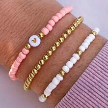 Juego de 3 piezas Pulseras tejidas a mano DIY, pulsera de cuentas multicolor con forma de corazón, set versátil para combinar, apropiado para vacaciones en la playa, fotos en la calle, fiestas, graduación, regalo de joyería