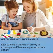 各种尺寸创意彩绘河卵石,0.4-1.2英寸/0.79-1.57英寸/1.18-2英寸/2-3英寸,适用于艺术装饰、手工艺品和水族箱装饰,可用于平面石头绘画、海滩鹅卵石、DIY自然绘画、彩绘石头和水族箱花园装饰。 - 彩色 - 查看 8