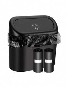 1pc Leakproof Mini Car Trash Can With Lid, With Garbage Bag, Convenient And Hygienic Car Accessory, Car Door Hanging Storage Organizer - Multicolor - View 14