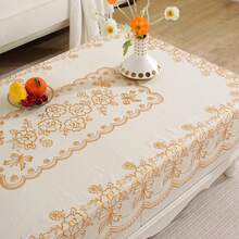 Manteles rectangulares y circulares con diseño de patrón de estampado en caliente, resistentes al aceite, decoración de Pascua, manteles de fiesta, accesorios de cocina, decoración de habitaciones y exteriores, regalos perfectos para la inauguración de la casa de amigos y las vacaciones. - Mantel cuadrado dorado 110cm x 160cm - Ver 2