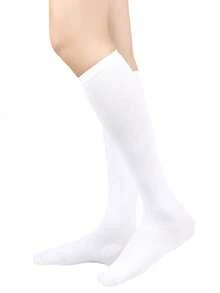 4 Pairs Cotton Over-The-Knee Socks For Girl, White, Thin, Spring/Summer - White - View 3