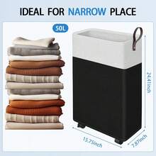 50L Rolling Laundry Basket With Wheels, Collapsible & Waterproof Laundry Hamper, Mobile Clothes Hamper, Storage Laundry Bins With Handles For Laundry Room, Bedroom, Bathroom & Dorm, Black - 黑色 - 查看 2