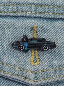 1pc Cartoon Racing Car Design Metal Brooch, Personalized Interesting Accessory Badge, Fashionable Simple Brooch - Multicolor - View 4