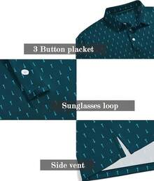 Men's Golf Shirts Short Sleeve Moisture Wicking Performance Print Patterns Casual Collared Golf Polo Shirt For Men-2025 - Dark Teal Blue Golf Tee - 查看 2