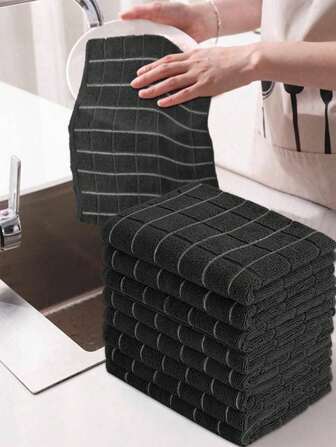 5-Piece Plaid Pattern Cleaning Cloth Set - Super Soft, Quick-Drying Microfiber Dish Cloths & Cleaning Towels For Kitchen Accessories, Bathroom Accessories, Home Accessories, Cleaning Products, Travel Essentials (Microfiber Towel)