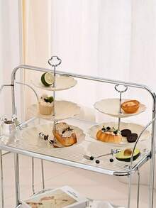 Multi-Layer Snack Tray, Detachable Fruit Plate, Cake Stand, Candy Dish, Suitable For Living Room Coffee Table, Wavy European Minimalist Luxury Fruit Plate, Cake Stand, Dessert Table, Dry Fruit Tray, Creative Fruit Plate, Minimalist And Fashionable - Multicolor - View 3