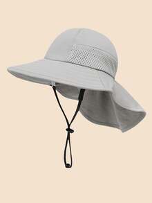 1pc Kids Solid Color Mesh Shawl Bucket Hat, Sun Ion Beach Visor, Suitable For 8-16 Years Old - 1PC - View 6