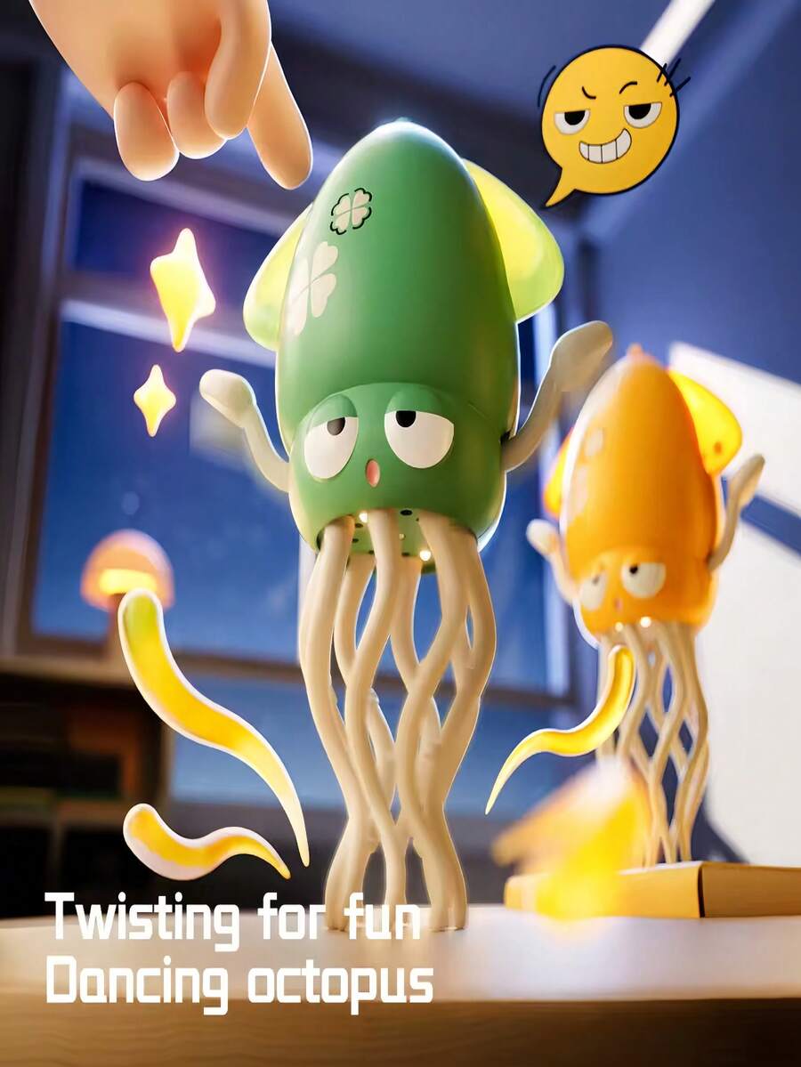 Kids Dancing Octopus Toy, Electric Crawling Octopus Pushup Training Toy With LED Lights, Music And Auto-Avoid Function, Indoor/Outdoor Interactive Crawling, Walking And Fishing Game, Suitable For 3-12 Years Old Boys And Girls, Birthday Gift - 彩色 - 查看 1