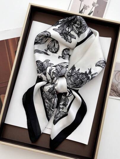 1pc New Printed Scarf For Women, Versatile Fashion Neckerchief & Shawl Women Bandana For Dress