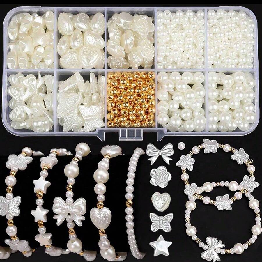 800pcs/Box Beads For Bracelets DIY Bead Kit Beaded Bracelets Kit Bead Set For Jewelry Making Necklaces Spacer Beads - Multicolor - View 1
