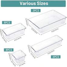 9/25pcs Clear Plastic Drawer Organizer Set, 4 Sizes Multifunctional Bathroom And Vanity Drawer Organizer Trays, Makeup, Kitchen And Office Storage Box  Decorations   Autumn Decor Festival Decor Room Decor Home Decor Fall Decor Bedroom Decor