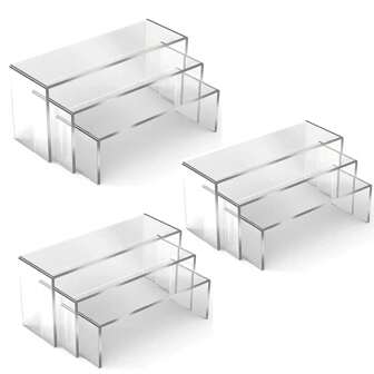 2025透明亚克力展示架，三层4毫米厚透明亚克力架，是收藏品展示架、派对蛋糕甜点架、悬浮式视觉流行人物展示架的理想之选