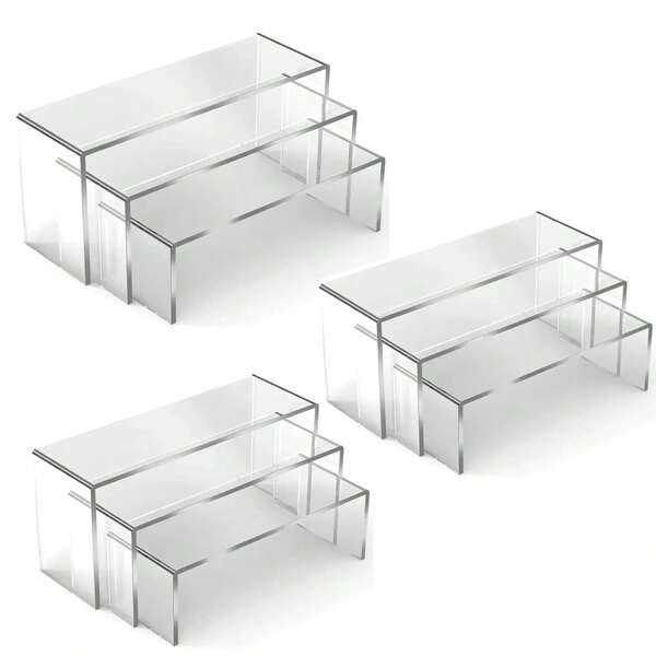 2025 Soportes de exhibición de acrílico transparente, estantes de acrílico transparente de 3 niveles y 4 mm de grosor, ideales para exponer coleccionables, soportes para pasteles y postres de fiesta, y estantes flotantes para figuras visuales