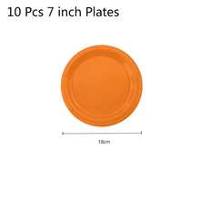 Solid Orange Disposable Tableware Set - 10Pcs 7/9Inch Plates, 9Oz Cups & Napkins | For Summer Party, Picnic, Birthday & Outdoor Events - Multicolor - View 2