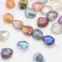 20 piezas de cuentas de vidrio facetadas irregulares de 12*16mm con agujero central, en colores chapados, accesorios de joyería artesanal DIY, adornos para teléfonos, llaveros, decoración de autos