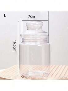 3个透明塑料饼干罐玻璃糖果罐 - 無色 - 查看 8