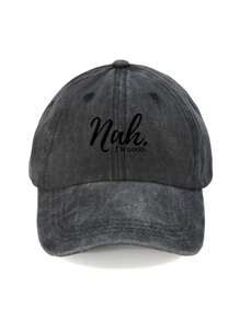 1pc English Printed Casual Baseball Cap, Washable & Adjustable, Fashion Breathable Sun Protection Hat, Suitable For Outdoor And Gift